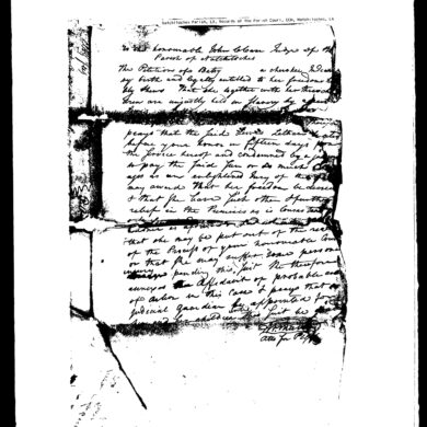 Black and white scan of a handwritten document showing significant creases and tears.