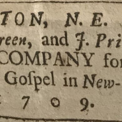 Photograph of a section of a printed page listing the name, location, and date of the printer.