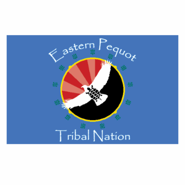 http://The%20Eastern%20Pequot%20Tribal%20Nation%20seal,%20featuring%20a%20graphic%20illustration%20of%20an%20all%20white%20eagle%20in%20flight%20with%20a%20black%20turtle%20centered%20within%20it,%20encircled%20by%20a%20yellow%20ring%20with%20four%20small,%20evenly%20placed%20bumps,%20a%20solid%20black%20background%20behind%20the%20eagle%20with%20light%20and%20dark%20red%20stripes%20coming%20out%20from%20the%20front%20of%20the%20eagle,%20there%20are%20thirteen%20cultural%20symbols%20in%20a%20ring%20along%20the%20outside%20of%20the%20yellow%20ring,%20and%20the%20words%20“Eastern%20Pequot”%20above,%20and%20“Tribal%20Nation”%20below%20in%20white%20font%20on%20a%20blue%20background.
